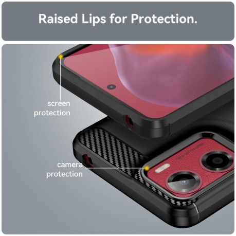 Протиударний чохол Brushed Texture Carbon Fiber на Motorola Moto E15 - чорний