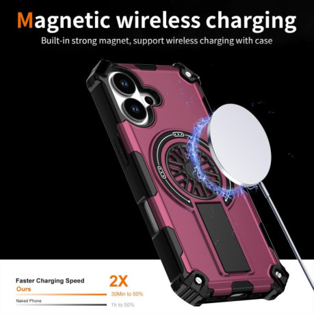 Противоударный чехол Shockproof Kickstand Metallic Shaft MagSafe на iPhone 17 - фиолетовый