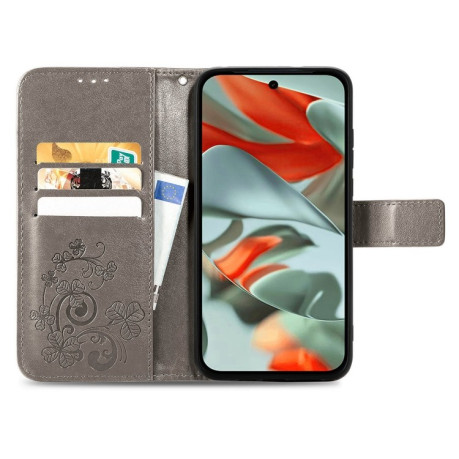 Чохол-книжка Four-leaf Clasp Embossed для Google Pixel 9 Pro XL - сірий