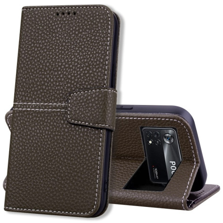 Чохол-книжка Litchi RFID Leather для Xiaomi Poco M4 Pro 4G - хакі
