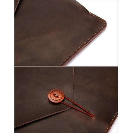 Универсальная сумка-конверт из натуральной кожи EsCase Classical series для ноутбуков 13.3 дюйма и менее - черный