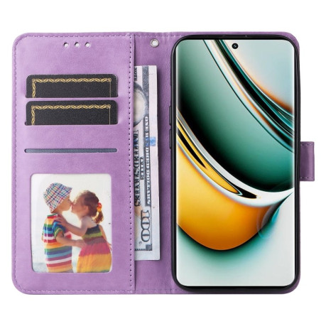 Чехол-книжка Embossed Sunflower для Realme 11 Pro 5G/11 Pro+ 5G - фиолетовый
