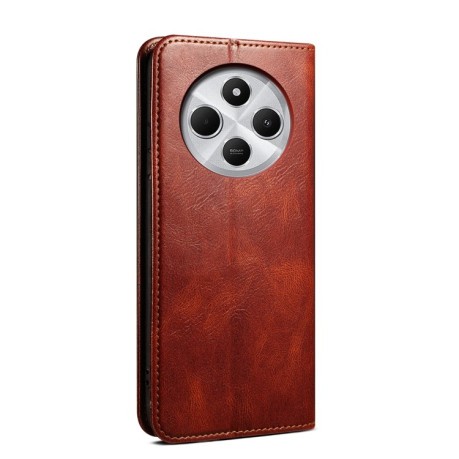 Чохол-книжка Simple Wax Crazy Horse для Xiaomi Redmi 14C 4G/Poco C75/Redmi A4 5G - коричневий