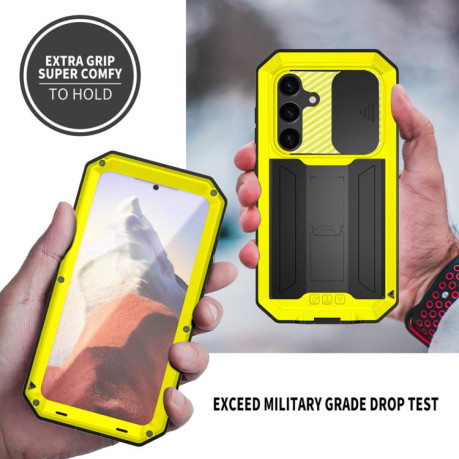 Протиударний чохол R-JUST ковзний захист камери + захист екрану для Samsung Galaxy S25 5G - жовтий