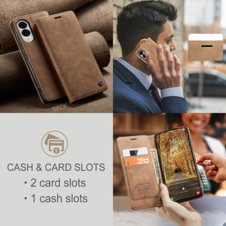 Чохол-книжка CaseMe-013 Multifunctional для Samsung Galaxy S25 Edge 5G - коричневий
