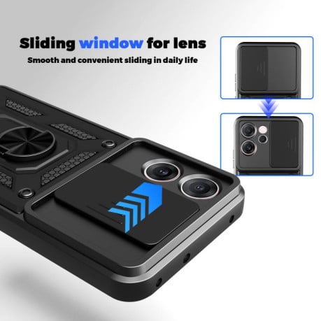 Противоударный чехол Sliding Camshield на OPPO Reno14 F 5G Global - черный