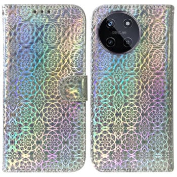 Чохол-книжка з кольоровою обкладинкою та магнітною застібкою Colorful Magnetic Buckle на Realme 11 4G Global - сріблястий