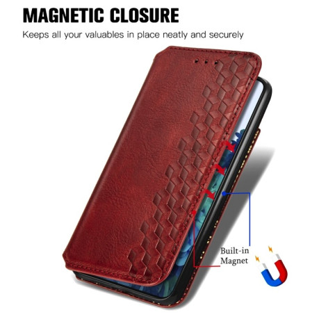 Чехол-книжка Cubic Grid на Samsung Galaxy S21 - красный