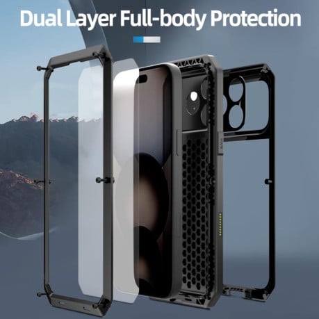 Противоударный чехол RedPepper Triple-proof Metal на iPhone 17 Pro - черный