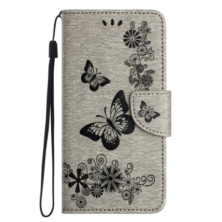 Чохол-книжка Embossed Butterfly  для Samsung Galaxy A36/A56 5G - сірий