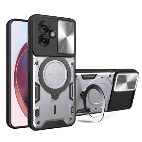 Протиударний чохол CD Texture Sliding Camshield Magnetic Holder на Motorola Moto G55 - сріблястий