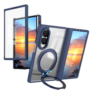 Чохол Escase з магнітним кільцем‑тримачем і вбудованою плівкою на Samsung Galaxy Fold8 5G — синій