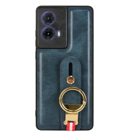 Противоударный чехол Wristband Leather Back для Motorola Moto G85 5G - синий