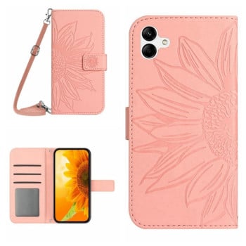 Чохол-книжка Skin Feel з малюнком соняшника на Samsung Galaxy A05 - рожевий