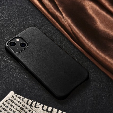 Кожаный чехол iCarer Leather Oil Wax (MagSafe) для iPhone 14/13 - черный