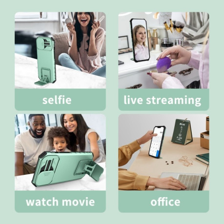 Противоударный чехол Stereoscopic Holder Sliding для Vivo V23e / S10e 5G - голубой