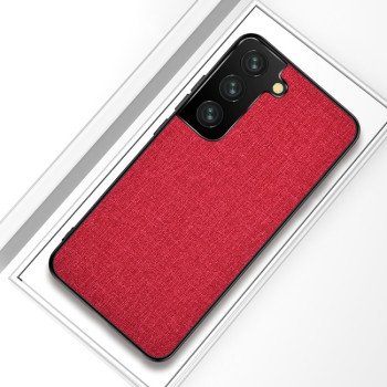 Противоударный чехол Cloth Texture на Samsung Galaxy S21 -  красный