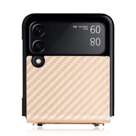 Противоударный чехол Carbon Fiber для Samsung Galaxy Z Flip3 5G - золотой