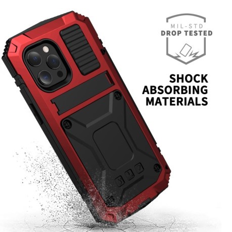Противоударный металлический чехол R-JUST Dustproof на iPhone 13 Pro Max - красный
