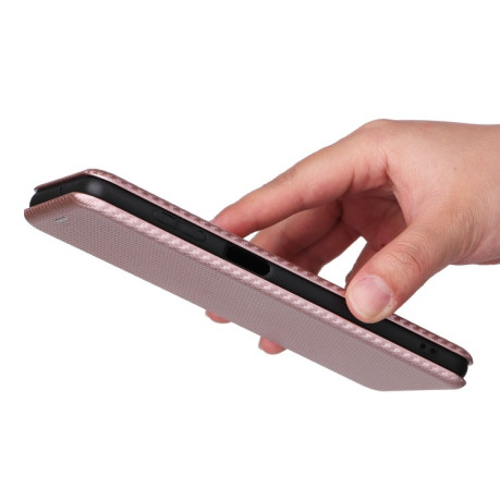 Чохол-книжка Carbon Fiber Texture для Samsung Galaxy M54 5G - рожевий