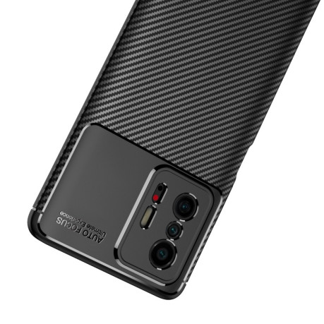 Противоударный чехол Carbon Fiber Texture на Xiaomi Mi 11T / 11T Pro - черный