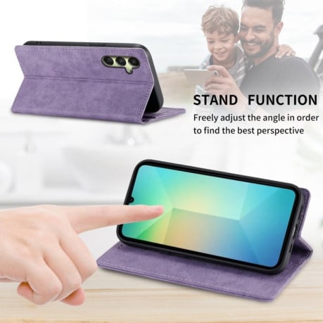 Чохол-книжка Business Solid Color із захистом від сканування RFID на Samsung Galaxy A17 4G - фіолетовий