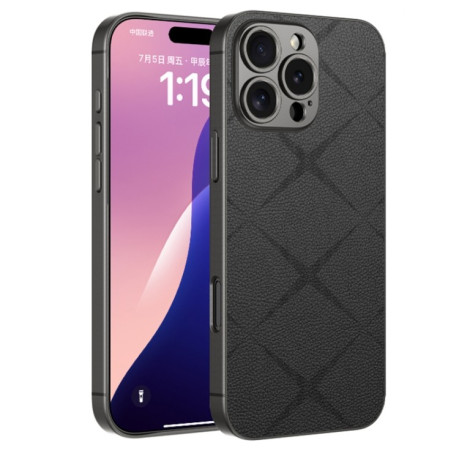 Противоударный чехол GKK Asterism Metal Paint Skin Feel Leather для iPhone 16 Pro Max - черный