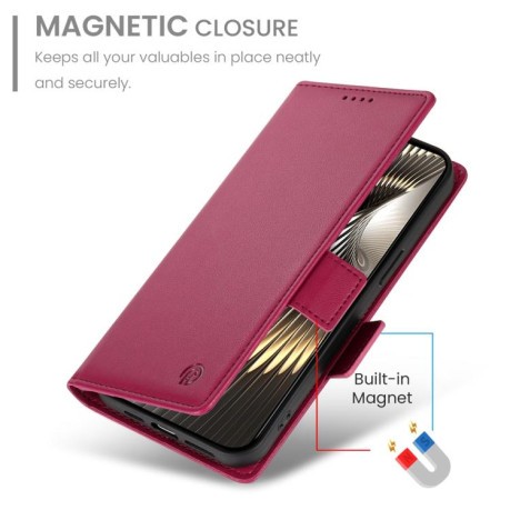 Чехол-книжка Side Buckle Magnetic Frosted Leather для Xiaomi Poco F7 - винно-червоний