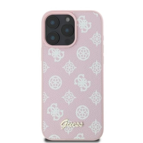 Оригінальний чохол Guess Peony Script MagSafe для iPhone 16 Pro Max - Pink