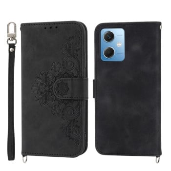 Чохол-книжка Skin-feel Flowers Embossed для Xiaomi Redmi Note 12 4G - чорний