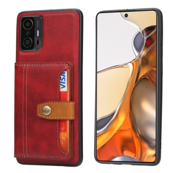 Протиударний чохол Calfskin Color для Xiaomi Mi 11T / Mi 11T Pro - червоний