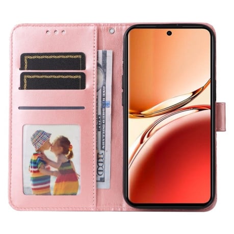 Чехол-книжка Embossed Sunflower для OPPO Reno12 F/12 FS- рожеве золото