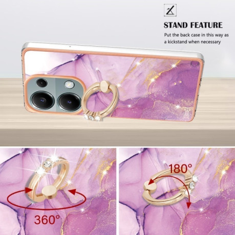 Чехол Electroplating with Ring Holder для Xiaomi Redmi Note 13 Pro 4G / POCO M6 Pro 4G - фиолетовый
