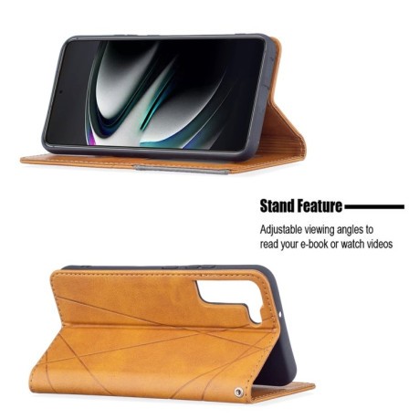 Чохол-книга Rhombus Texture для Samsung Galaxy S22 Plus 5G - коричневий
