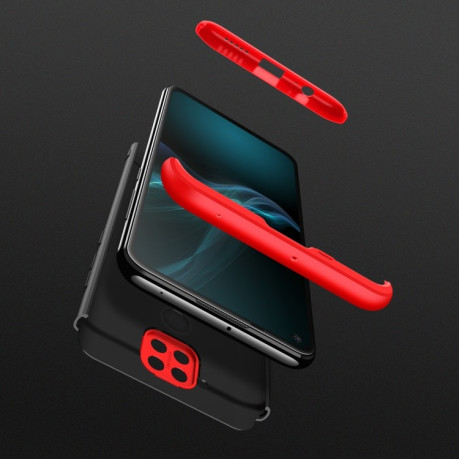 Противоударный чехол GKK Three Stage Splicing на Xiaomi Redmi 10X / Note 9 - черно-красный