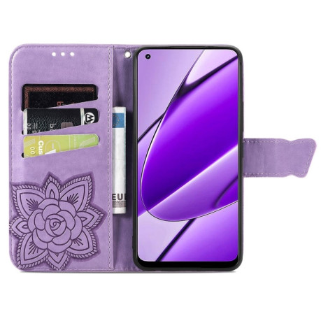 Чохол-книжка Butterfly Love Flower Embossed для Realme 11 4G Global - фіолетовий