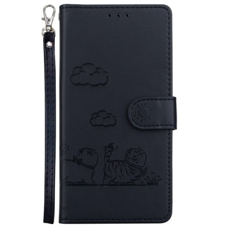 Чехол-книжка с тиснением &quot;Cute Cats&quot; и защитой от сканирования RFID на Samsung Galaxy A07 4G / A06 4G / 5G - черный