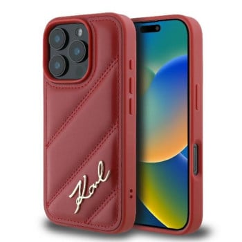 Оригинальный чехол Karl Lagerfeld Quilted Signature для iPhone 16 Pro Max - Red