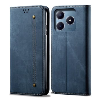 Чохол-книжка з джинсовою тканиною casual на Realme C61/C63/Note 60/Note 60x - синій