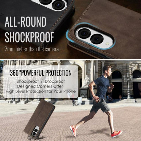 Чехол-книжка CaseMe-013 Multifunctional на Samsung Galaxy S25 Edge 5G - кофейный