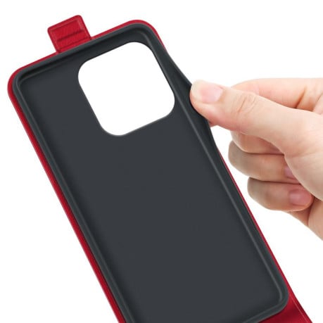 Чехол Cross Leather Ring Vertical Zipper Wallet для Motorola Edge 60 Pro - красный