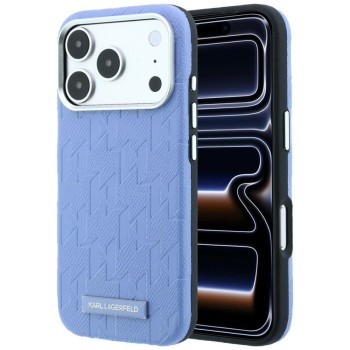Оригінальний чохол Karl Lagerfeld Grained Mono Resin Logo з MagSafe для iPhone 17 Pro Max / 18 Pro Max - Light Blue