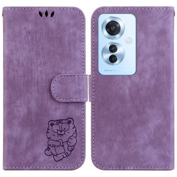 Чохол-книжка Little Tiger Embossed Leather на OPPO Reno11 F Global - фіолетовий