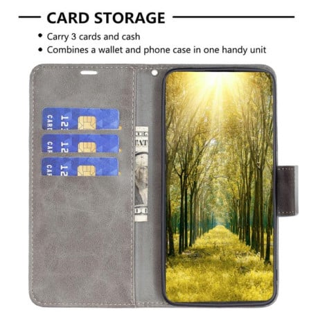 Чехол-книжка Lambskin Texture Pure Color на Xiaomi Redmi 15C 5G/4G EU 173mm/Poco C85 5G - серый