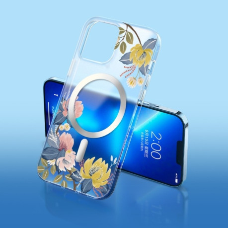 Противоударный чехол Flower Frosted MagSafe для  iPhone 14 Plus - Chrysanthemums