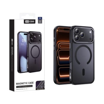 Чехол Xdcase с металлической рамкой камеры и функцией MagSafe для iPhone 17 Pro Max — чёрный