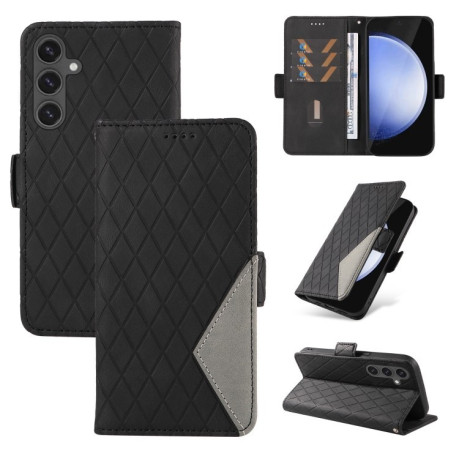 Чехол-книжка Dual-color Rhombic Lattice Leather для Samsung Galaxy S24 FE 5G - черный