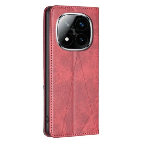 Чехол-книжка Rhombus Texture для Xiaomi Redmi Note 14 Pro 5G / Note 14 Pro+ 5G - красный