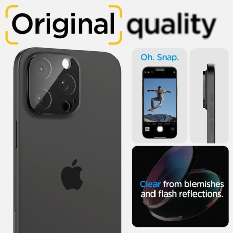 Комплект защитных стекол на камеру Spigen Optik.tR Camera Protector 2 pcs. для  iPhone 14 Pro / Pro Max / 15 Pro / Pro Max / 16 Pro / Pro Max - Black