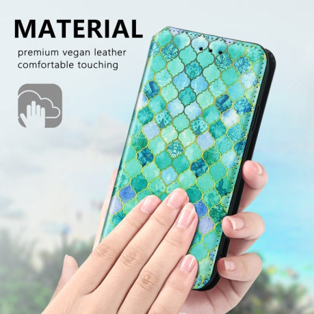 Чехол-книжка Colored Drawing Magnetic для iPhone 13 mini - Emerald Stone